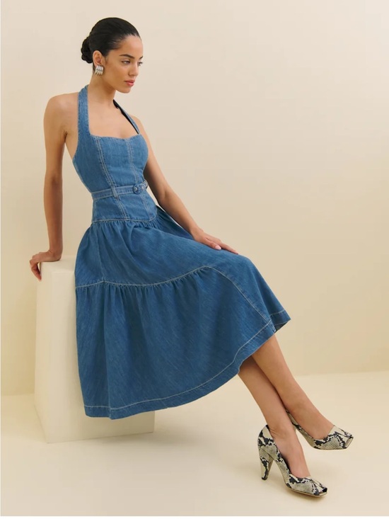 Reformation Dresses & Skirts - Reformation Lilith Denim Midi-Dress Size 4